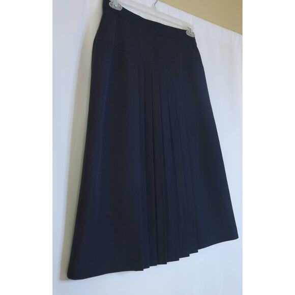 VINTAGE Ship N Shore Pleated Skirt Size 14 Mid Length Blue Preppy Classic Geek - Picture 3 of 7